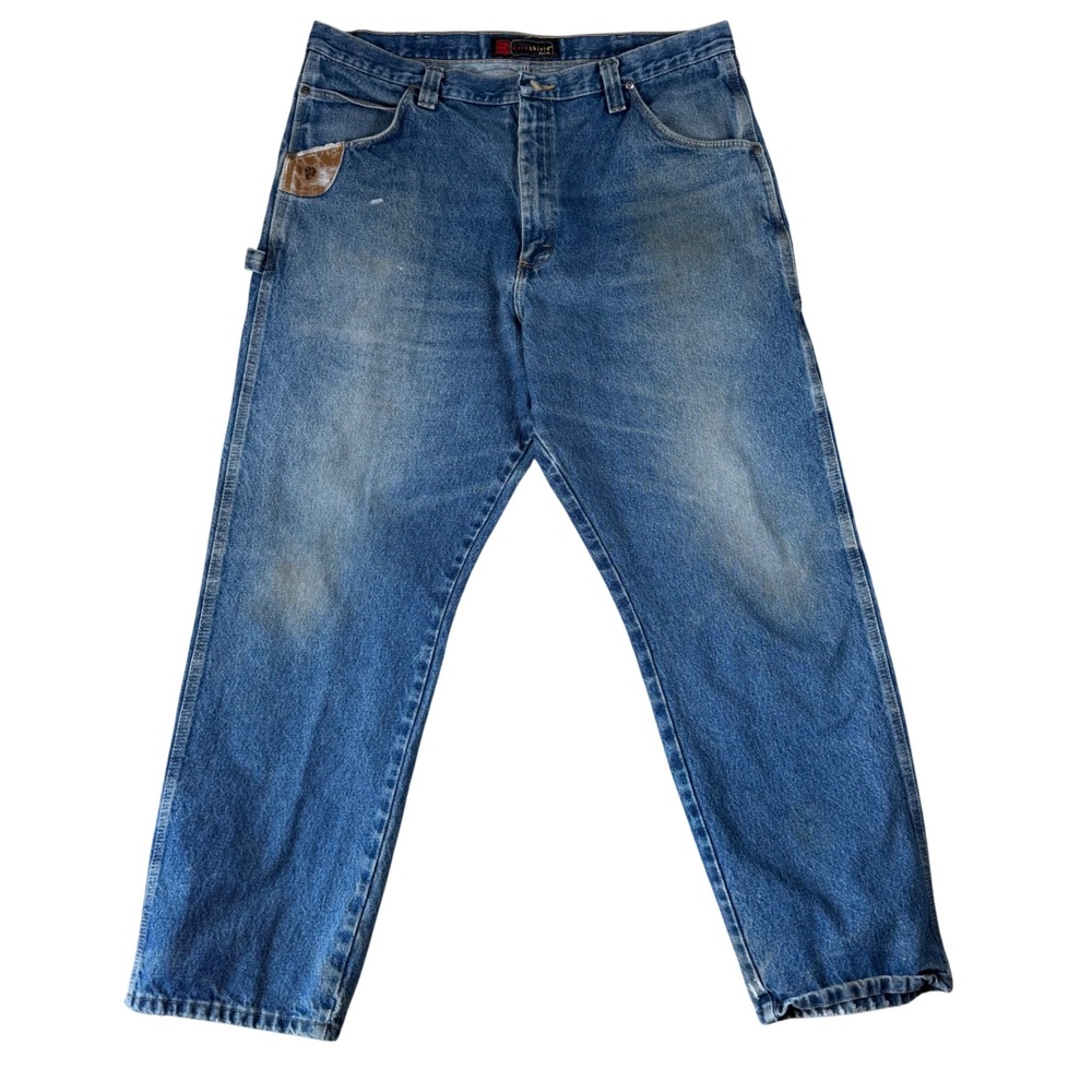Riggs Workwear Wrangler DuraShield Denim Carpenter Jeans Blue 40x32 3W020AI